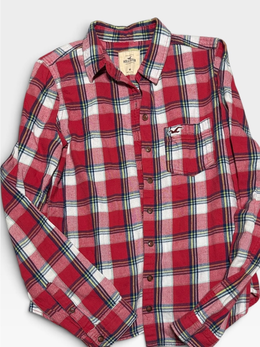 Hollister Red White Plaid Button-Down Shirt